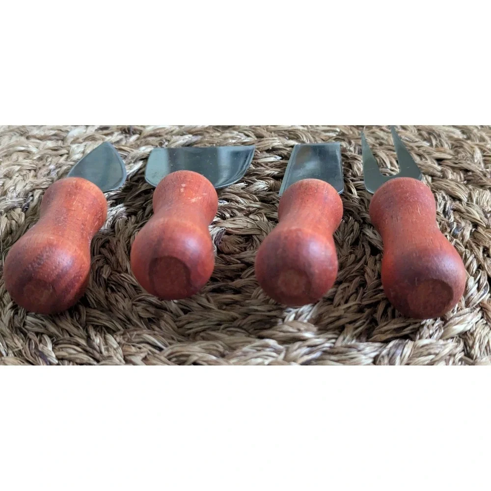 Stainless Steel Cheese Knife Set With‎ Wooden Handles (4)